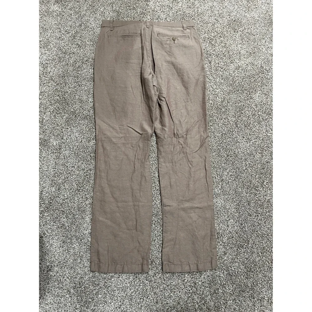 Banana Republic Gavin Straight Leg Linen Cotton Chino Pants Brown Mens 33x32